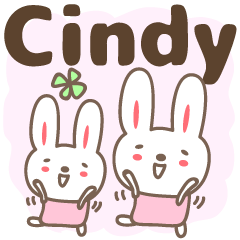 Cute rabbit stickers name, Cindy